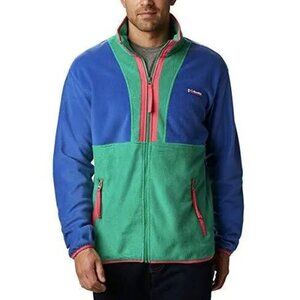 Columbia‎ Men's XXL Back Bowl Full Zip Fleece Retro Jacket Blue/Green/Pink